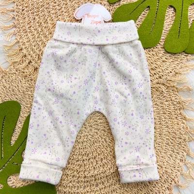 CONJ. DE MALHA 3 PEÇAS - Ursinha com Laço - Off White e Lilás